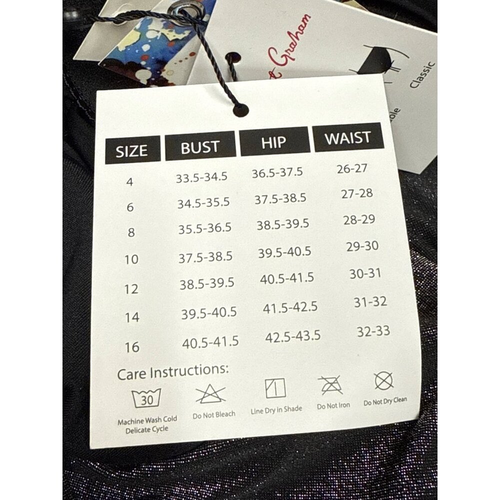 Robert Graham Swimsuit One Piece Women's Size 8 Black Metallic Sleek Designer - Picture 11 of 12